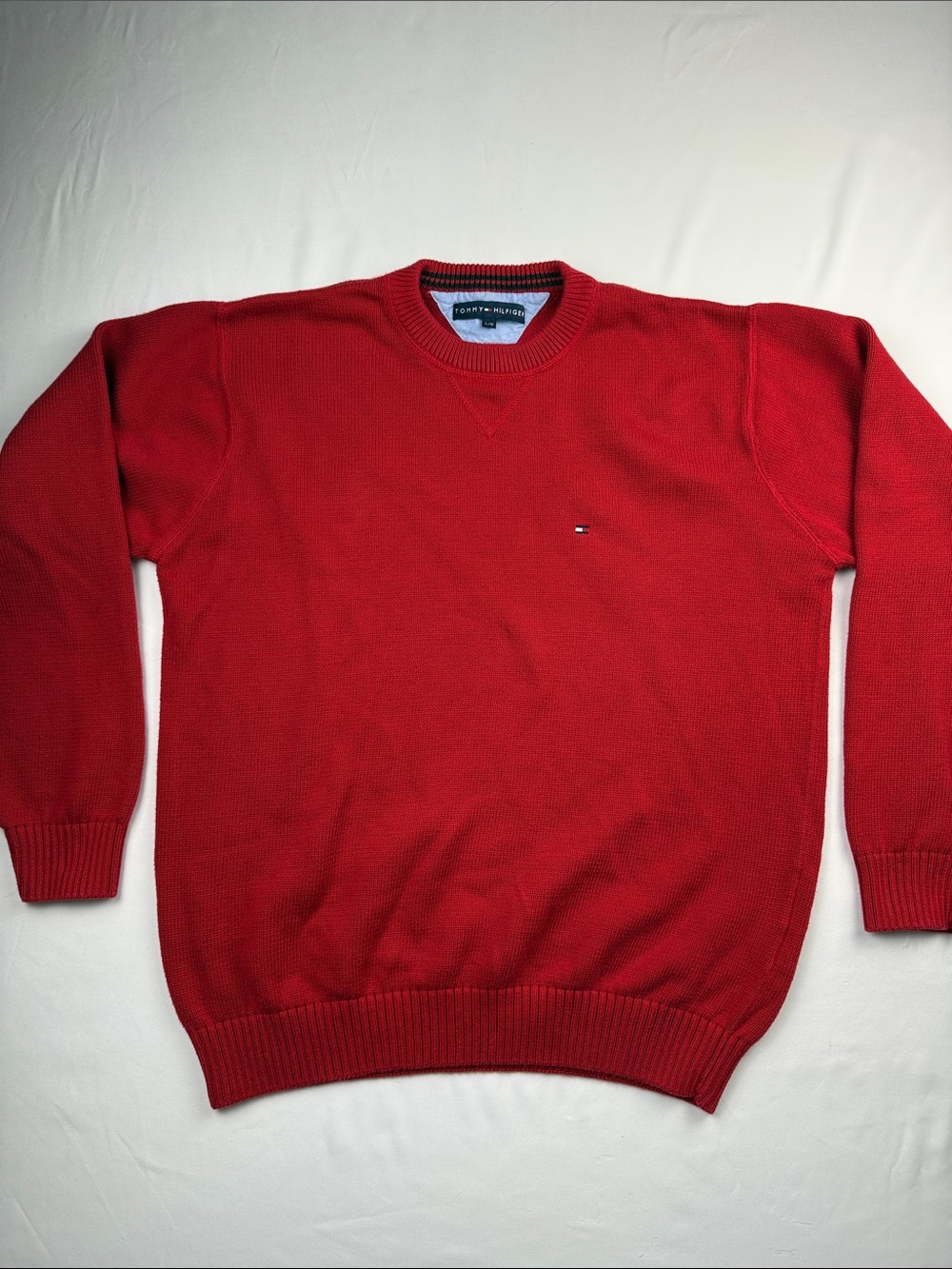 Tommy Hilfiger Men's Red Crewneck Long Sleeve Sweater Size L